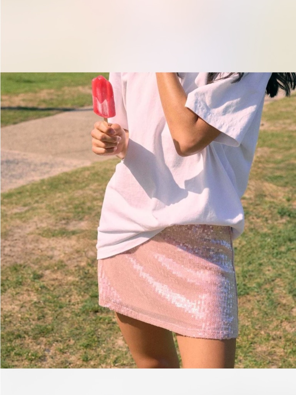 SOLD Sequin Mini Skirt in Blush Pink